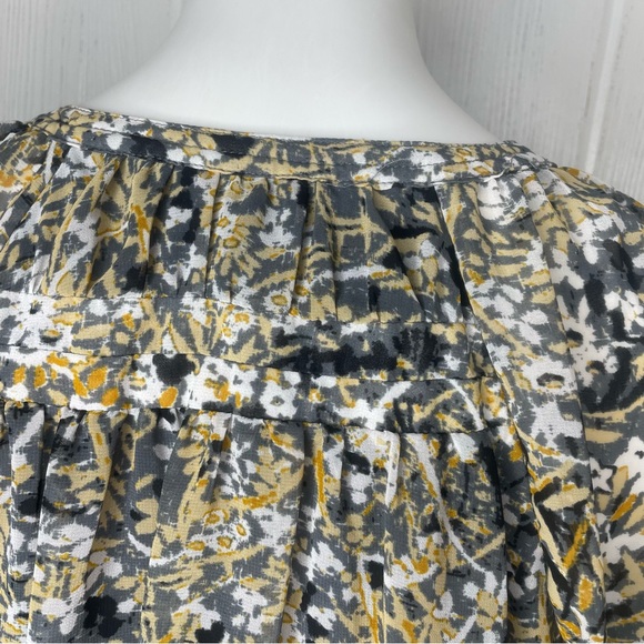 Vero Moda Dress Top Large Blouse Ruched Sleeves Black Gray Yellow Bubble Hem - Picture 7 of 10